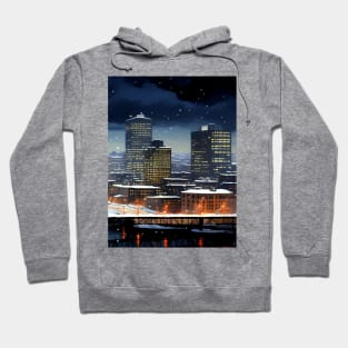 Portland Oregon First Snow: First Snow Scene in Downtown Portland, Oregon Hoodie